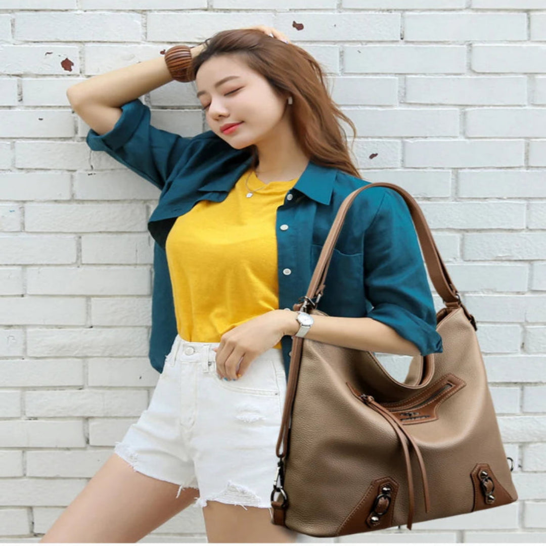 Umhängetasche für Damen ⎜ Große Schultertasche mit mehreren Fächern und viel Stauraum für Alltag und Reisen