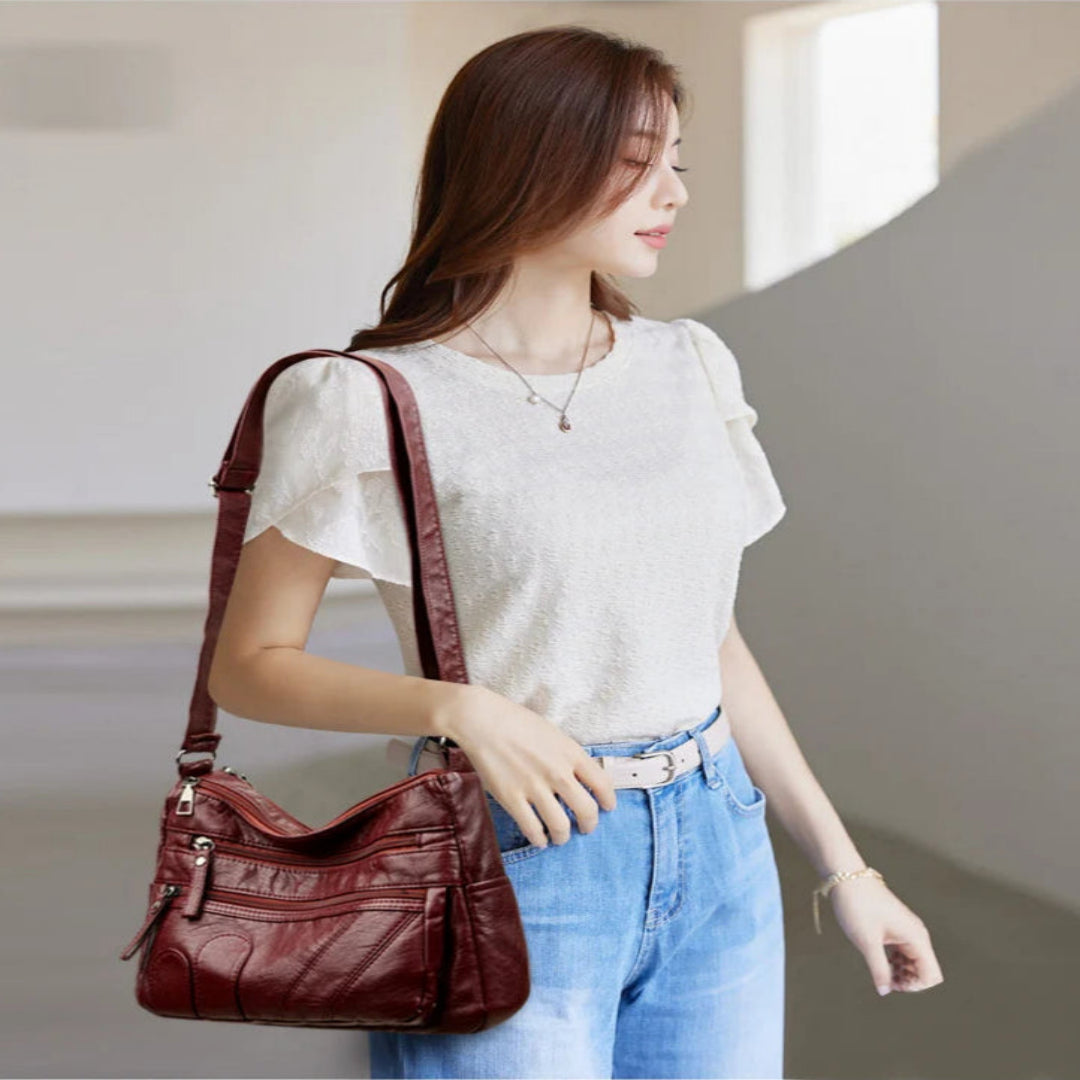 Umhängetasche für Damen ⎜ Vielseitige Schultertasche mit Reißverschlüssen und großem Stauraum für Alltag und Freizeit