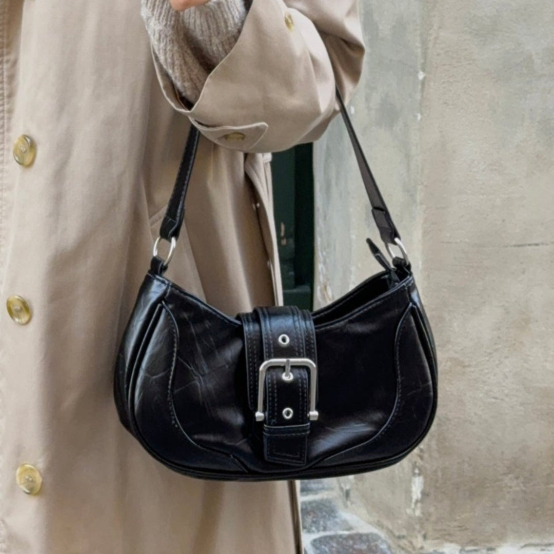 Damen Schultertasche aus Kunstleder ⎜ Elegantes Baguette-Design mit verstellbarem Tragegurt