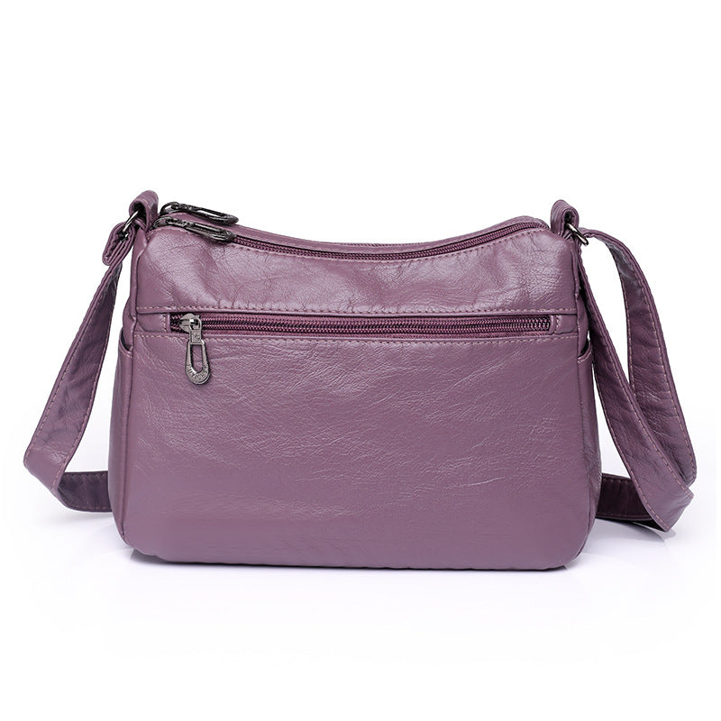 Umhängetasche für Damen ⎜ Weiche Schultertasche aus Leder mit Reißverschlüssen für Alltag und jedes Alter