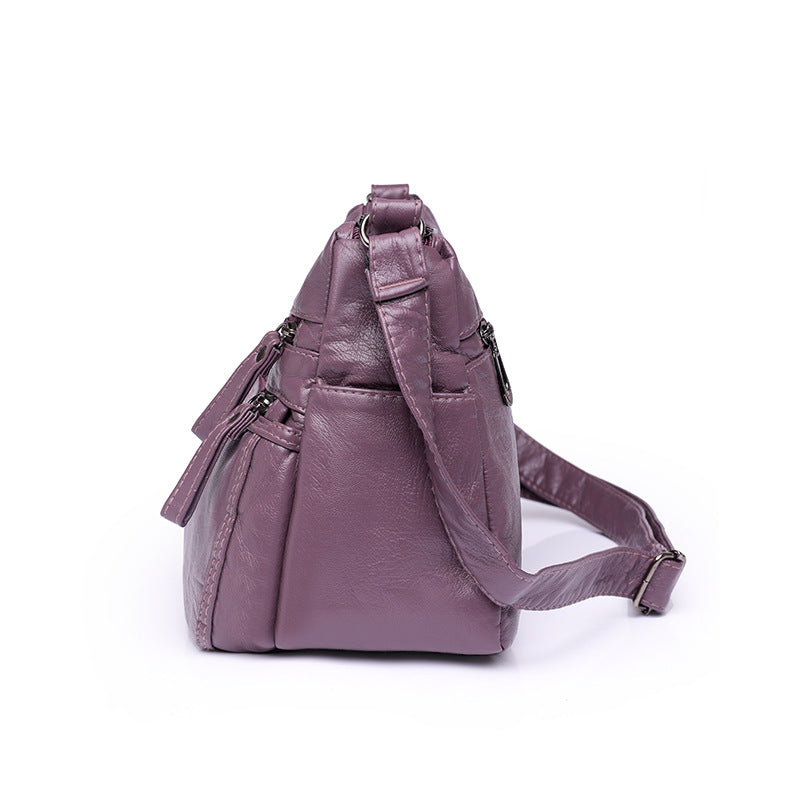 Umhängetasche für Damen ⎜ Weiche Schultertasche aus Leder mit Reißverschlüssen für Alltag und jedes Alter