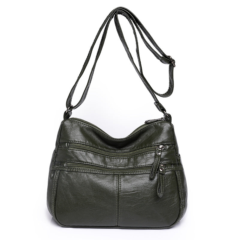 Umhängetasche für Damen ⎜ Weiche Schultertasche aus Leder mit Reißverschlüssen für Alltag und jedes Alter