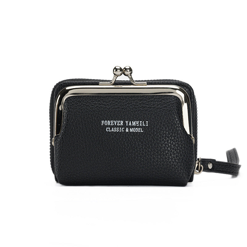 Damen Geldbörse Klein ⎜ Kompakte Brieftasche mit Münzfach und Praktischem Trageriemen
