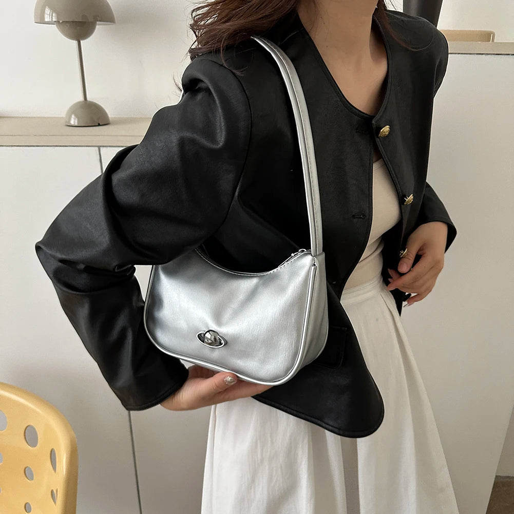 Schultertasche für Damen ⎜ Schlichte Umhängetasche mit Drehverschluss und elegantem Design für den täglichen Look