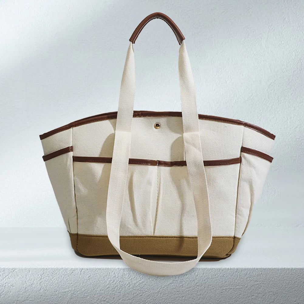 Wickeltasche für Eltern ⎜ Geräumige Tragetasche aus Canvas mit mehreren Fächern und praktischem Flaschenhalter
