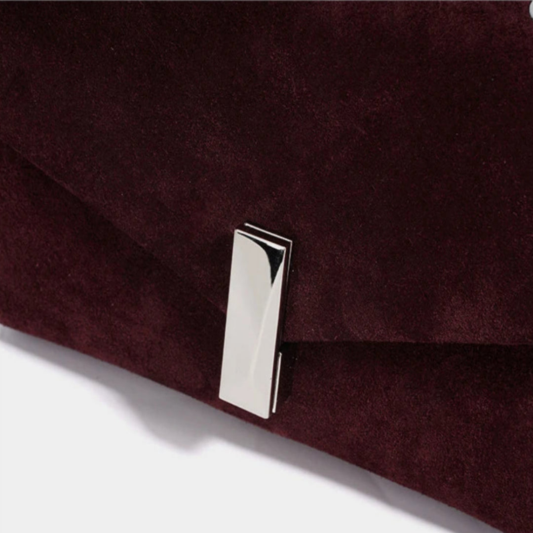 Abendtasche für Damen ⎜ Elegante Umhängetasche aus Wildleder mit Kettenriemen und stilvollem Verschluss