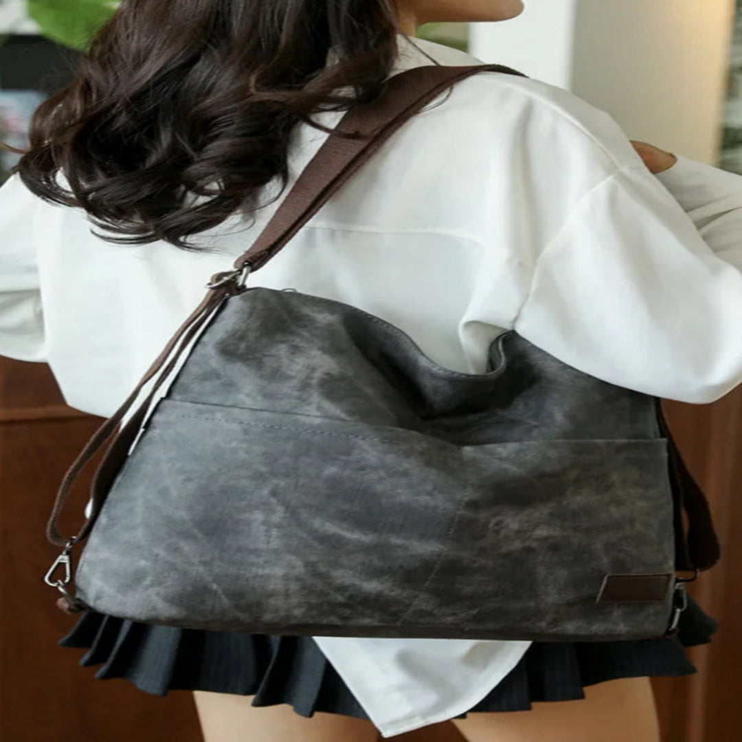 Shopper Tasche für Damen ⎜ Robuste Canvas-Schultertasche im Retro-Stil mit großer Kapazität für Alltag und Freizeit