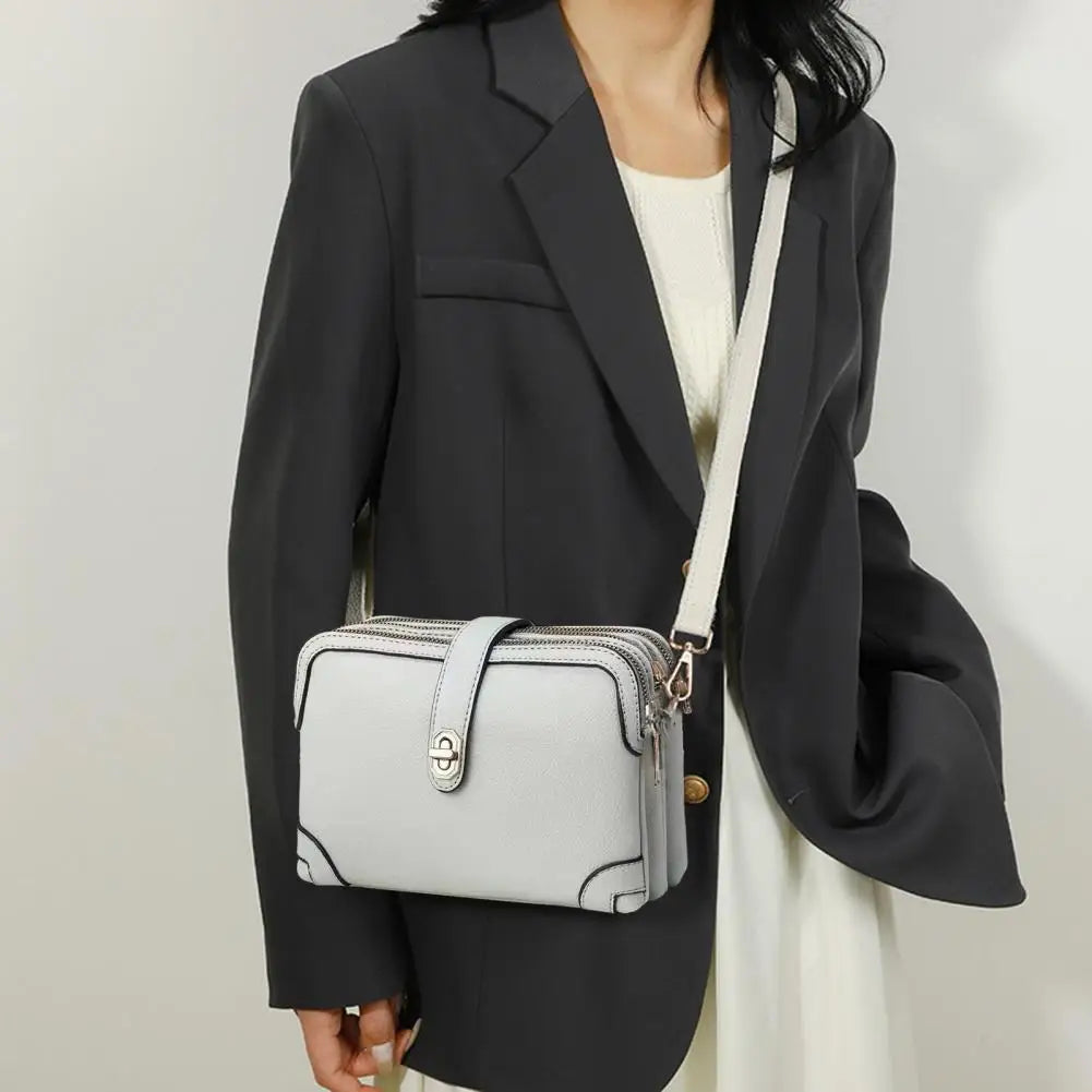 Umhängetasche für Damen ⎜ Kompakte Ledertasche mit Mehrfachfächern und sicherem Verschluss