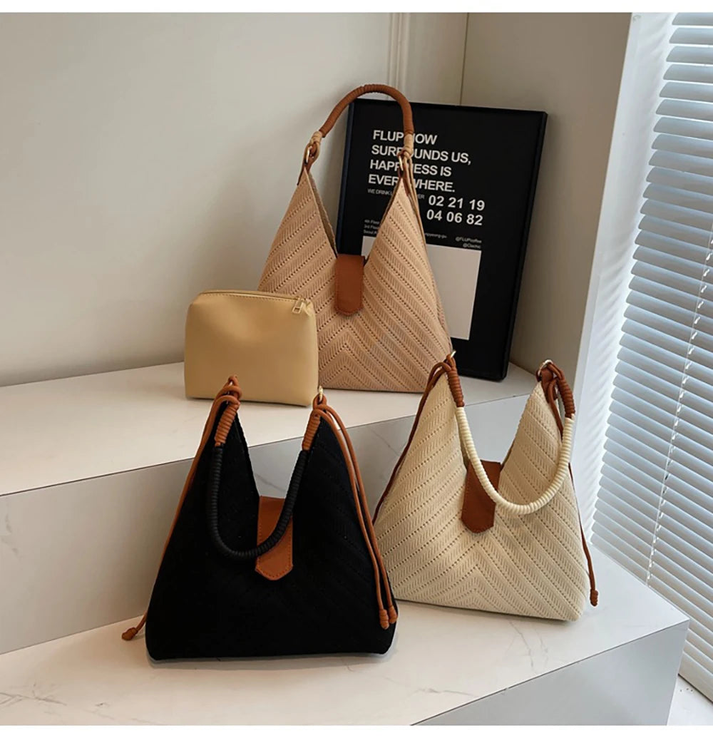 Shopper Tasche für Damen ⎜ Geräumige Underarm-Tasche mit Textilstruktur und stabilem Henkel für Alltag und Büro