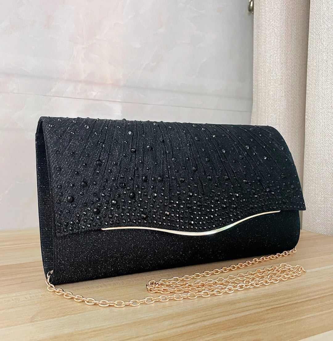 Damen Clutch mit Strass ⎜ Elegante Abendtasche für Party, Hochzeit und festliche Anlässe