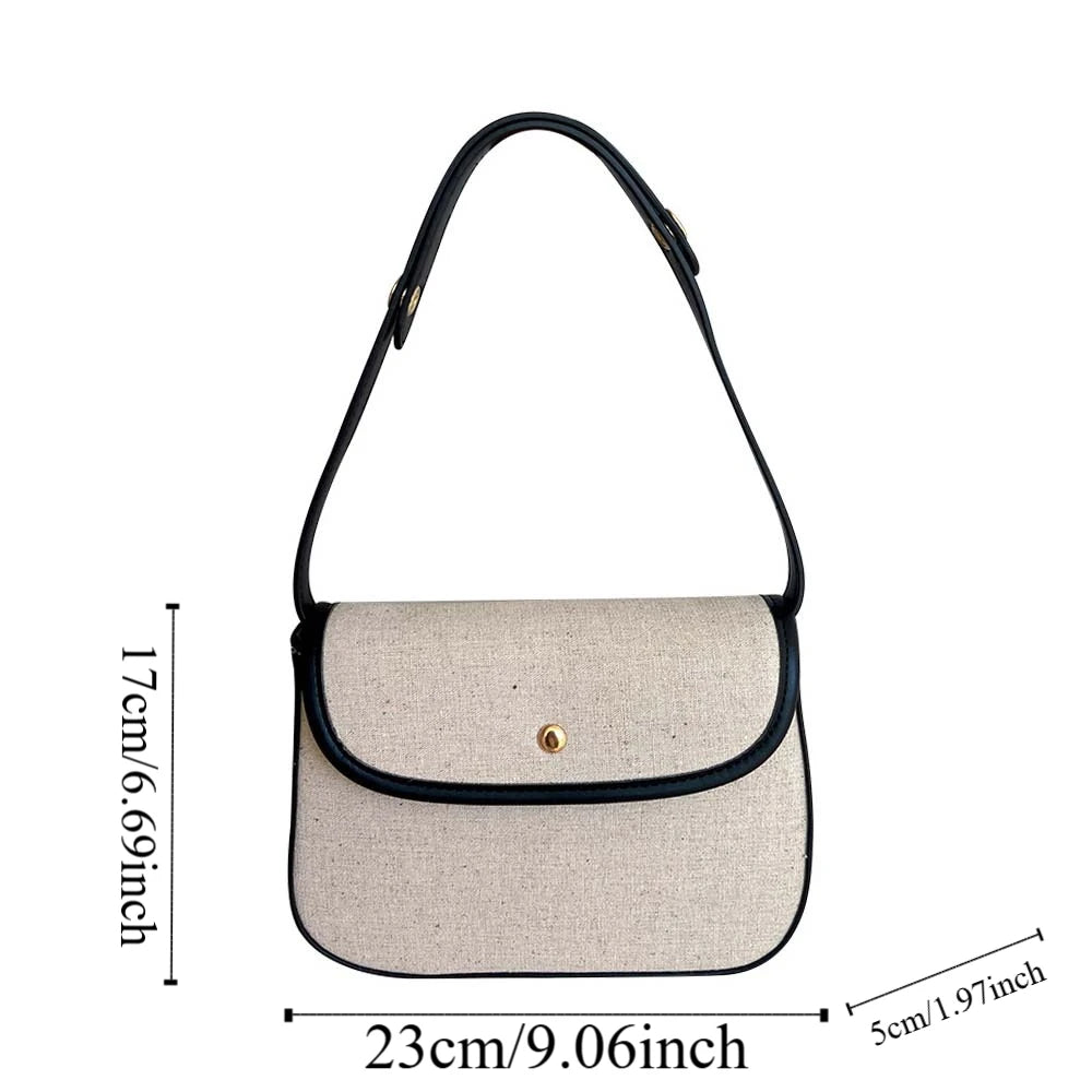 Schultertasche für Damen ⎜ Elegante Umhängetasche aus Canvas mit Kontrastkante für stilvolle Alltagslooks
