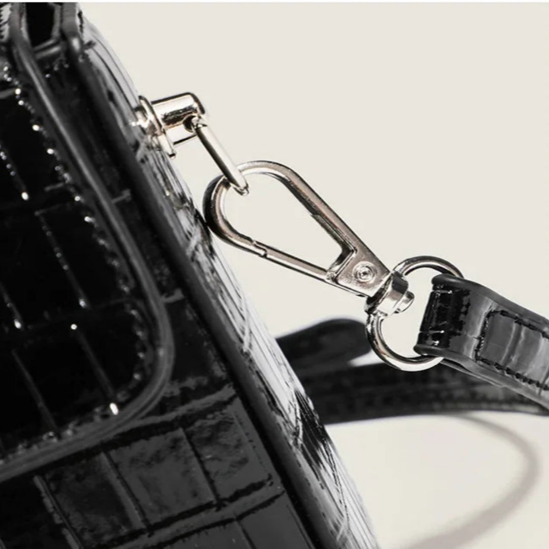 Schultertasche für Damen in Kroko-Optik ⎜ Eleganter Begleiter für Alltag, Büro und besondere Anlässe