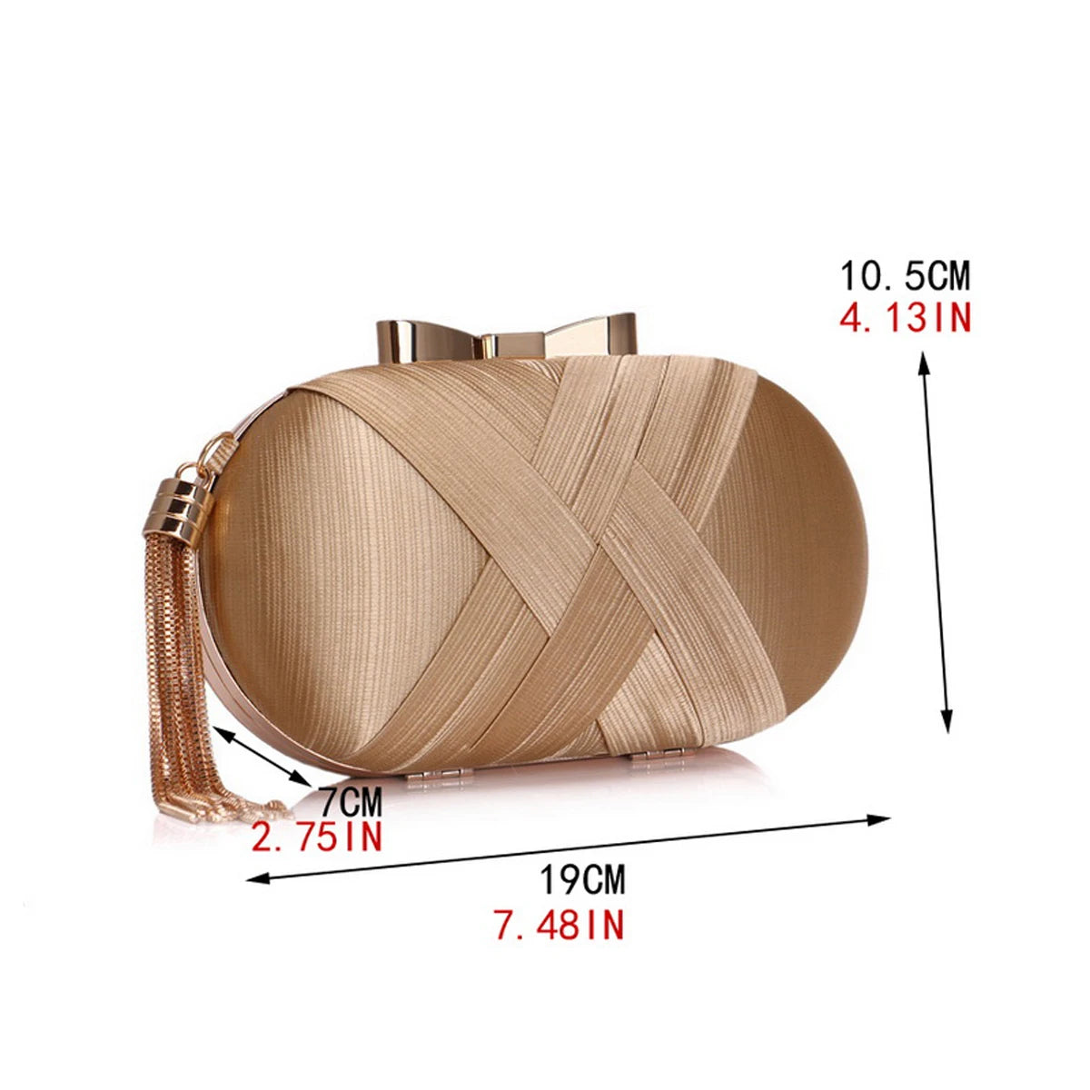 Clutch für Damen ⎜ Elegante Abendtasche mit Schleifenverschluss und Quaste für festliche Anlässe und Dinner-Events