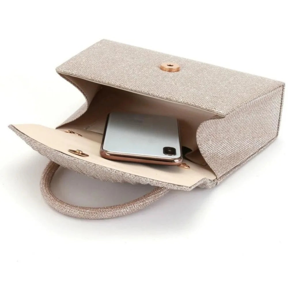 Abendtasche für Damen mit Glitzer-Optik ⎜ Elegante Handtasche für Hochzeit, Party und festliche Anlässe
