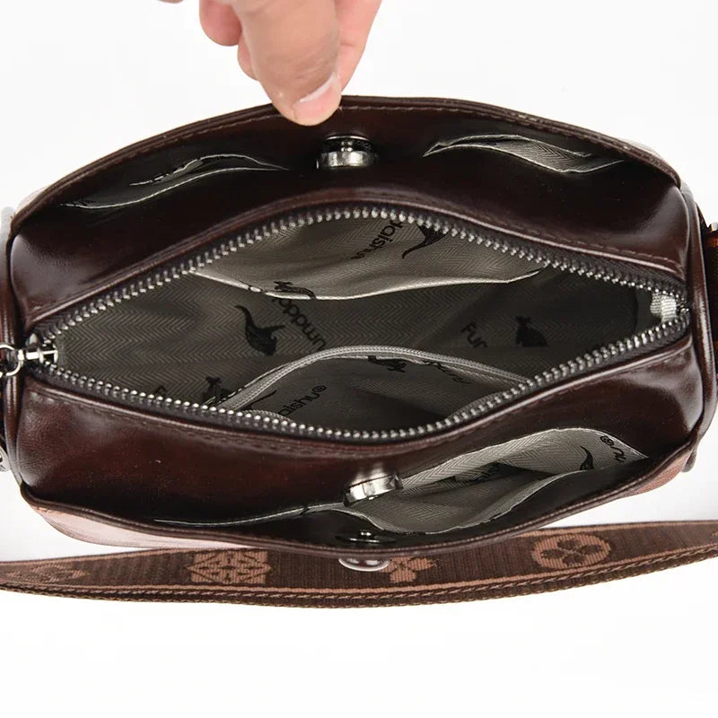 Umhängetasche für Damen ⎜ Retro-Schultertasche im Kissenstil mit breitem Trageriemen für Alltag und Freizeit
