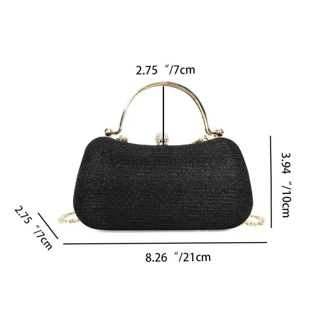 Clutch für Damen ⎜ Luxuriöse Abendtasche mit Strasshenkel und Kettenriemen für festliche Anlässe