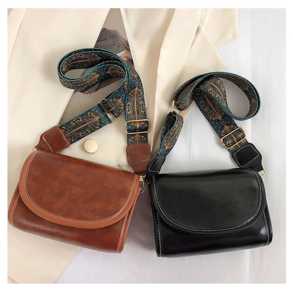 Umhängetasche für Damen aus Kunstleder ⎜ Stilvolle Schultertasche mit breitem Riemen für Alltag und Freizeit
