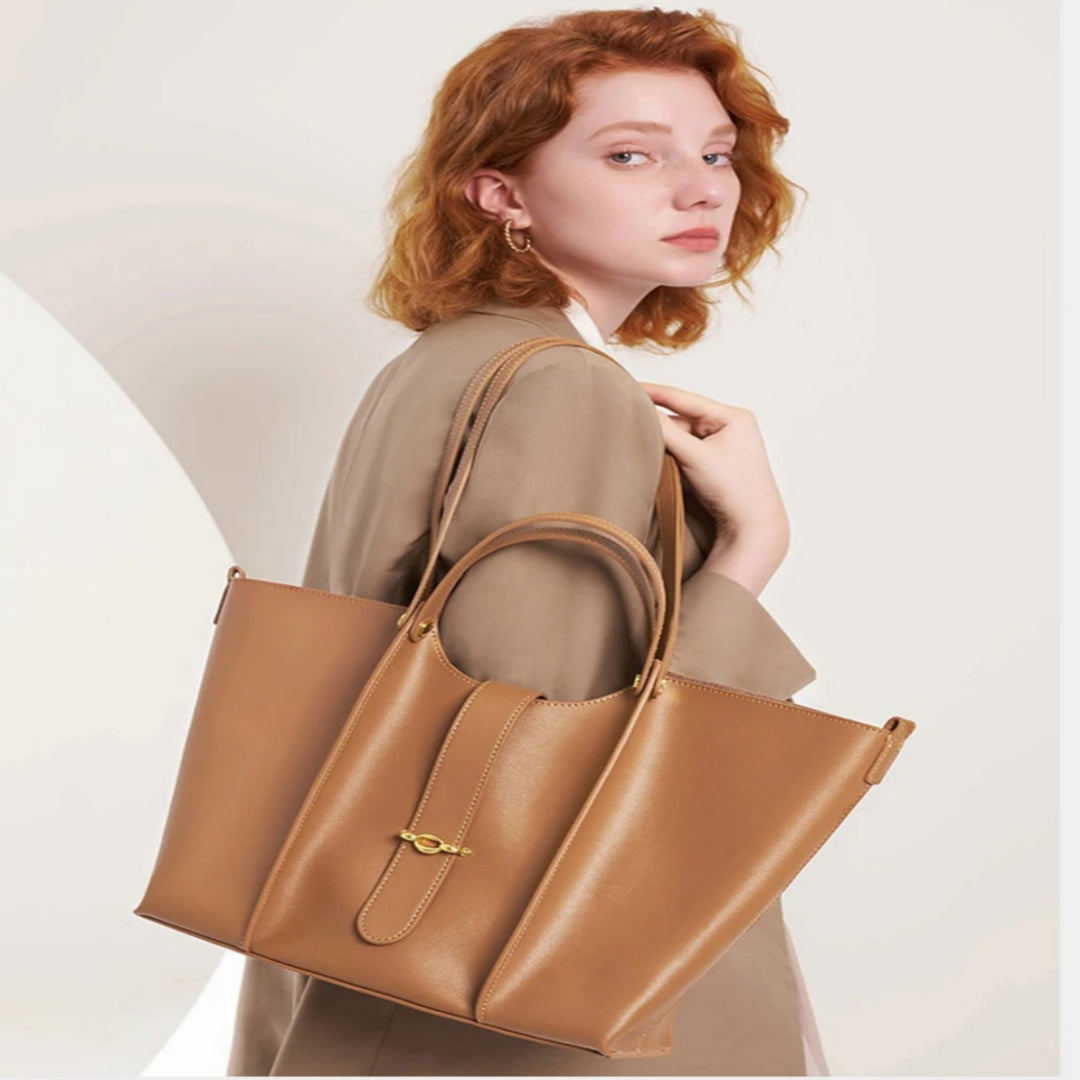 Shopper Tasche für Damen aus Echtleder ⎜ Hochwertige Tragetasche mit viel Platz für Büro, Alltag und City-Looks