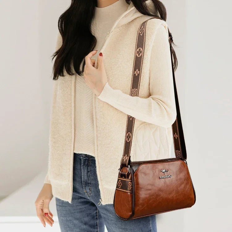 Umhängetasche für Damen ⎜ Retro-Schultertasche im Kissenstil mit breitem Trageriemen für Alltag und Freizeit