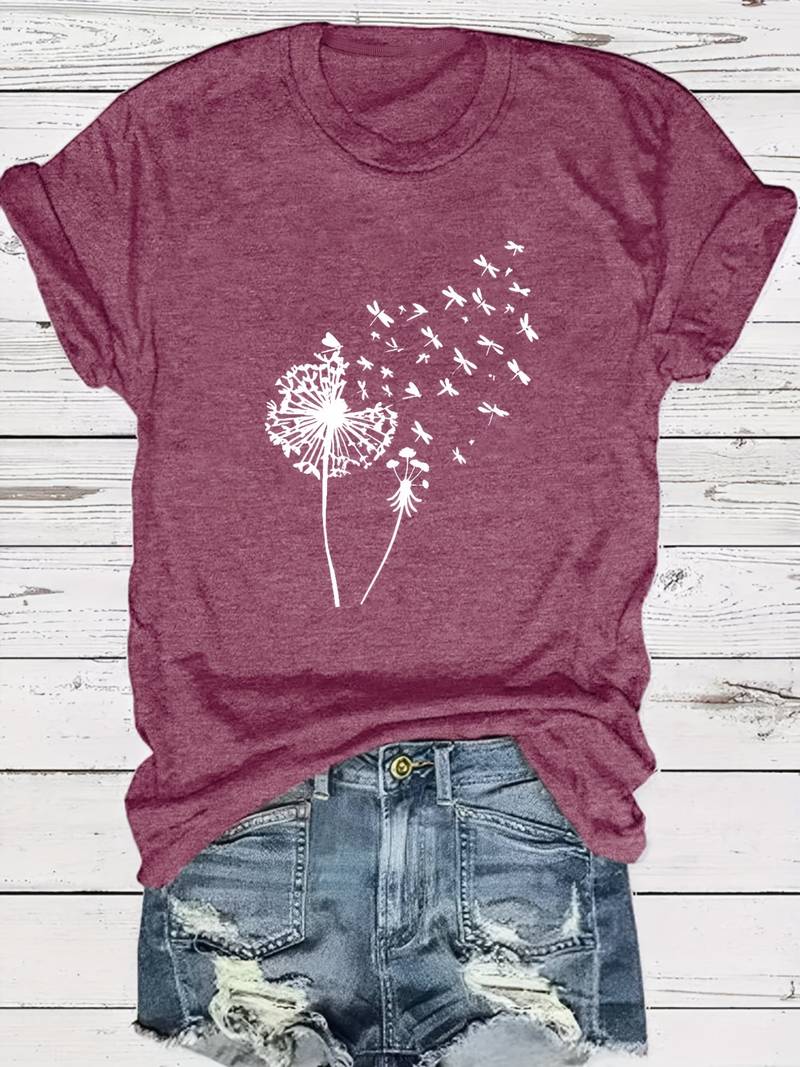 Layla - T-shirt Mit Löwenzahn-print Und Rundhalsausschnitt