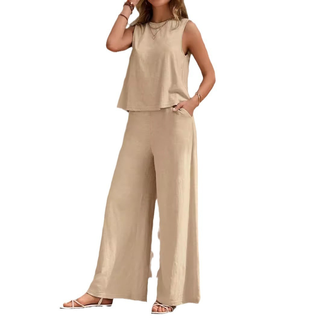 Hanna - Lässiges Set Aus Ärmellosem Tanktop Und Hose Mit Weitem Bein