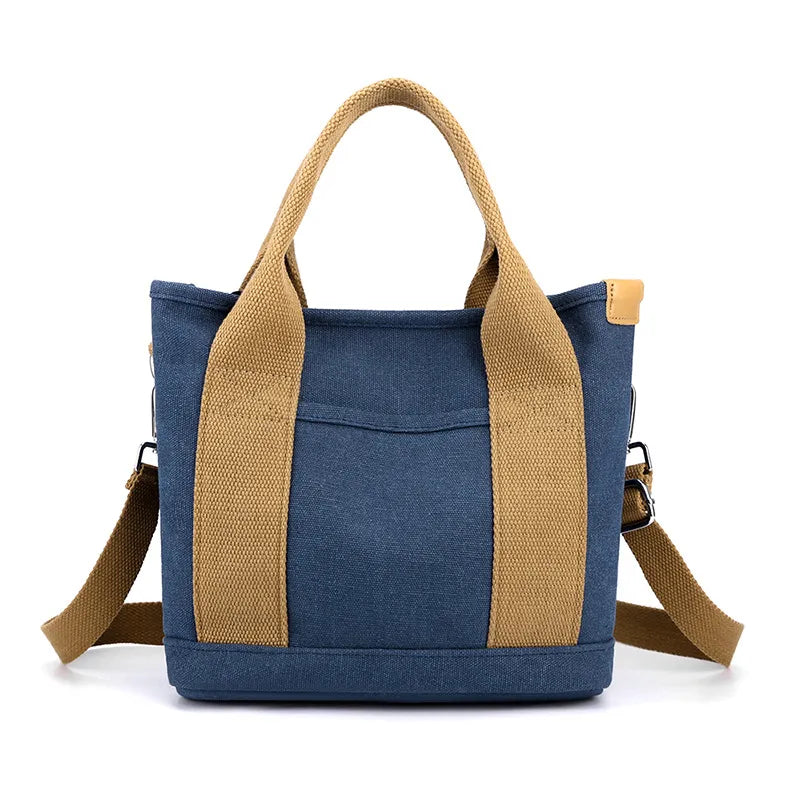 Canvas Tasche für Damen ⎜ Schlichte Umhängetasche mit großem Stauraum und robustem Griff für Alltag und Freizeit