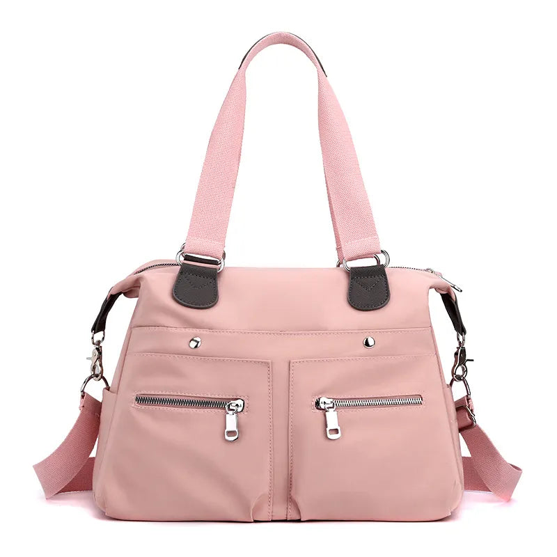 Schultertasche für Damen ⎜ Robuste Nylon-Tasche mit Reißverschlussfächern und verstellbarem Gurt für Alltag und Reisen