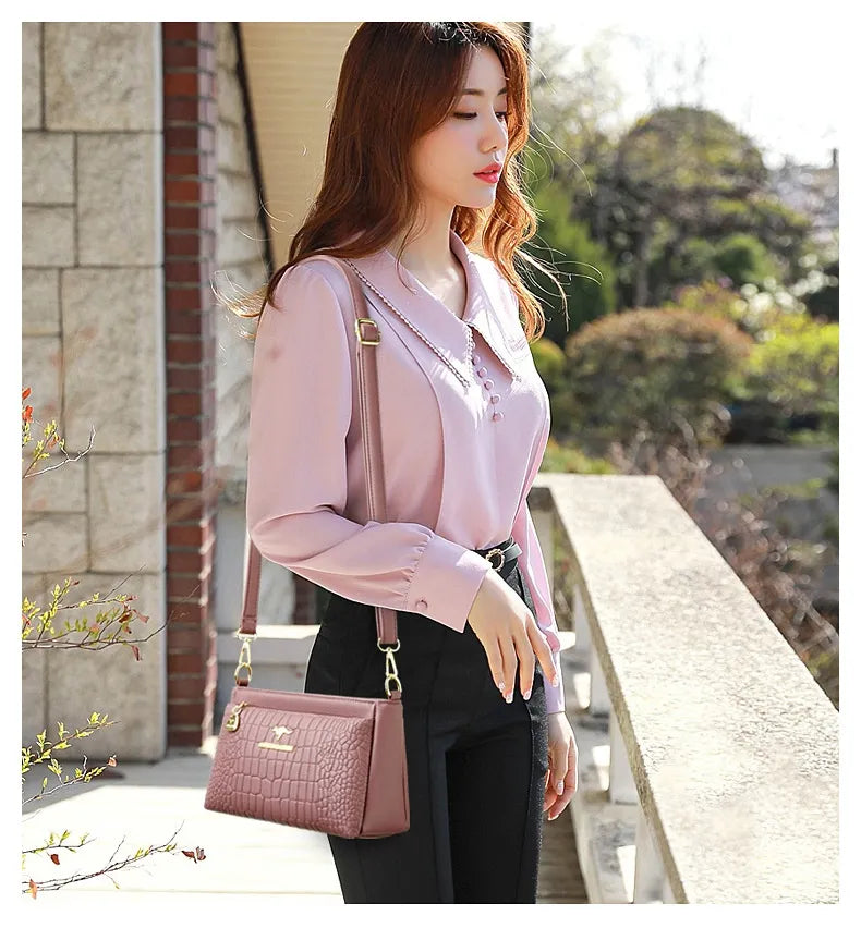 Elegante Crossbody-Tasche für Damen ⎜ Hochwertige Schultertasche im zeitlosen Krokodilmuster
