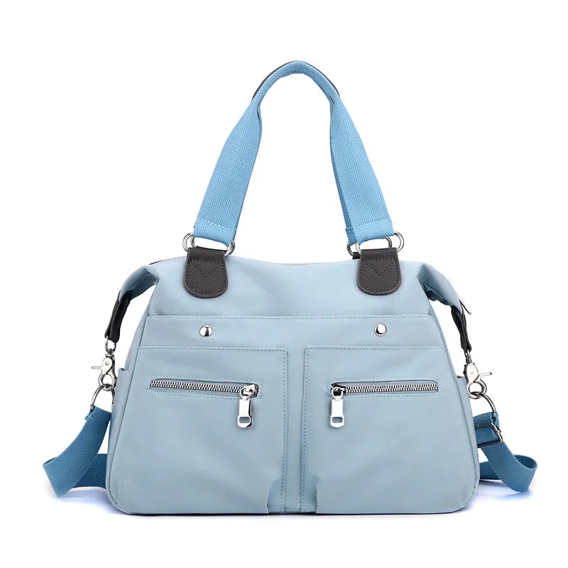 Schultertasche für Damen ⎜ Robuste Nylon-Tasche mit Reißverschlussfächern und verstellbarem Gurt für Alltag und Reisen