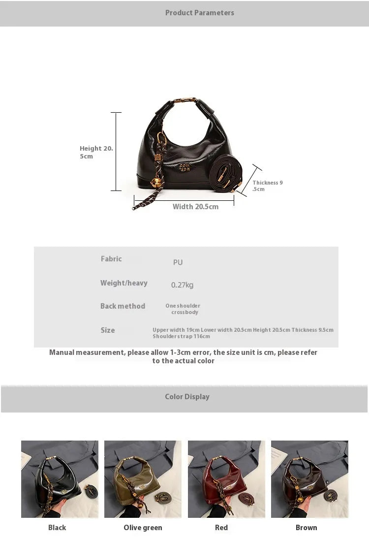 Umhängetasche für Damen ⎜ Modische Handtasche mit goldenen Akzenten und verstellbarem Trageriemen