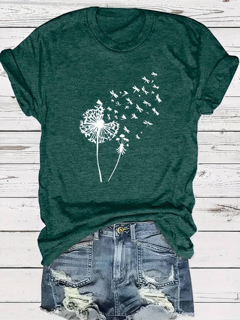 Layla - T-shirt Mit Löwenzahn-print Und Rundhalsausschnitt