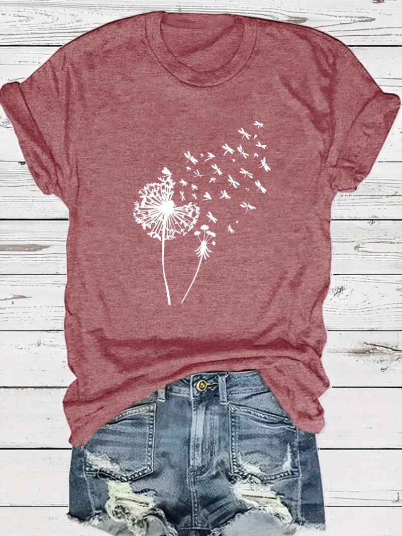 Layla - T-shirt Mit Löwenzahn-print Und Rundhalsausschnitt
