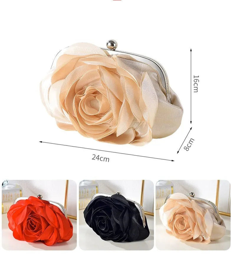 Clutch für Damen ⎜ Elegante Abendtasche in Blumenform mit glänzendem Metallverschluss