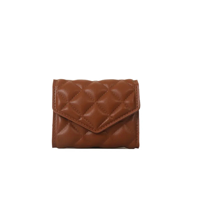 Damen Faltbare Geldbörse mit Rautensteppung ⎜ Kompakte Brieftasche mit großem Fassungsvermögen und Kartenfächern