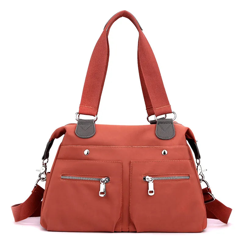 Schultertasche für Damen ⎜ Robuste Nylon-Tasche mit Reißverschlussfächern und verstellbarem Gurt für Alltag und Reisen