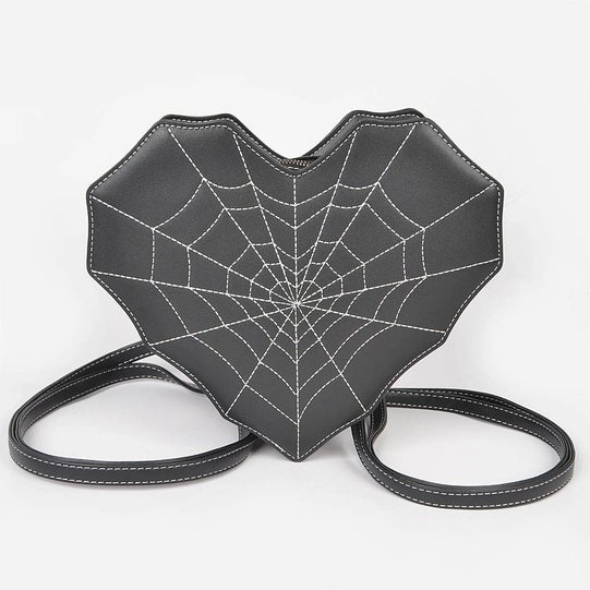 Umhängetasche für Damen ⎜ Herzförmige Crossbody-Tasche mit Spinnennetz-Design für individuelle Styles