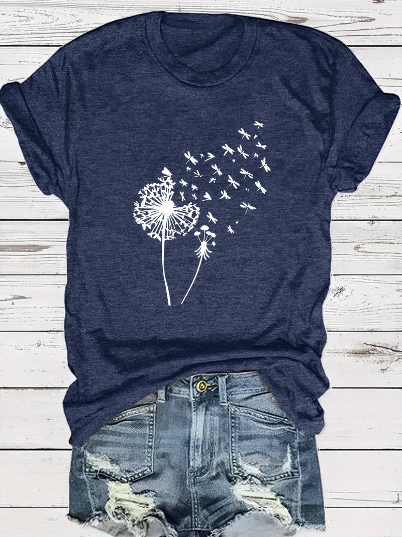 Layla - T-shirt Mit Löwenzahn-print Und Rundhalsausschnitt