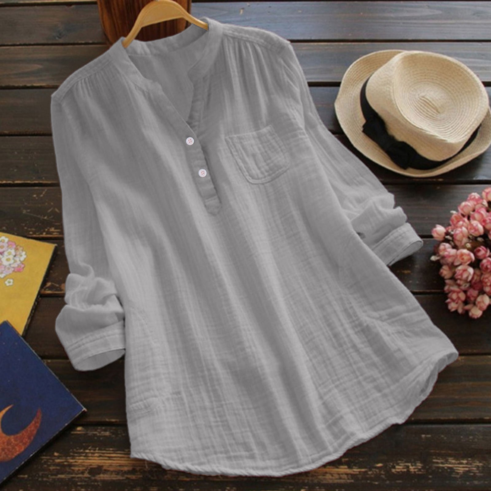 Muslin -Blusenshirt in verschiedenen farben