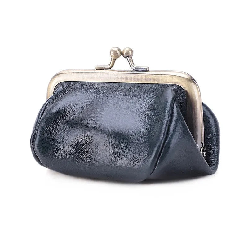Münzbörse aus Leder für Damen ⎜ Handgefertigtes Mini-Portemonnaie mit Metallverschluss für Kleingeld und Zubehör