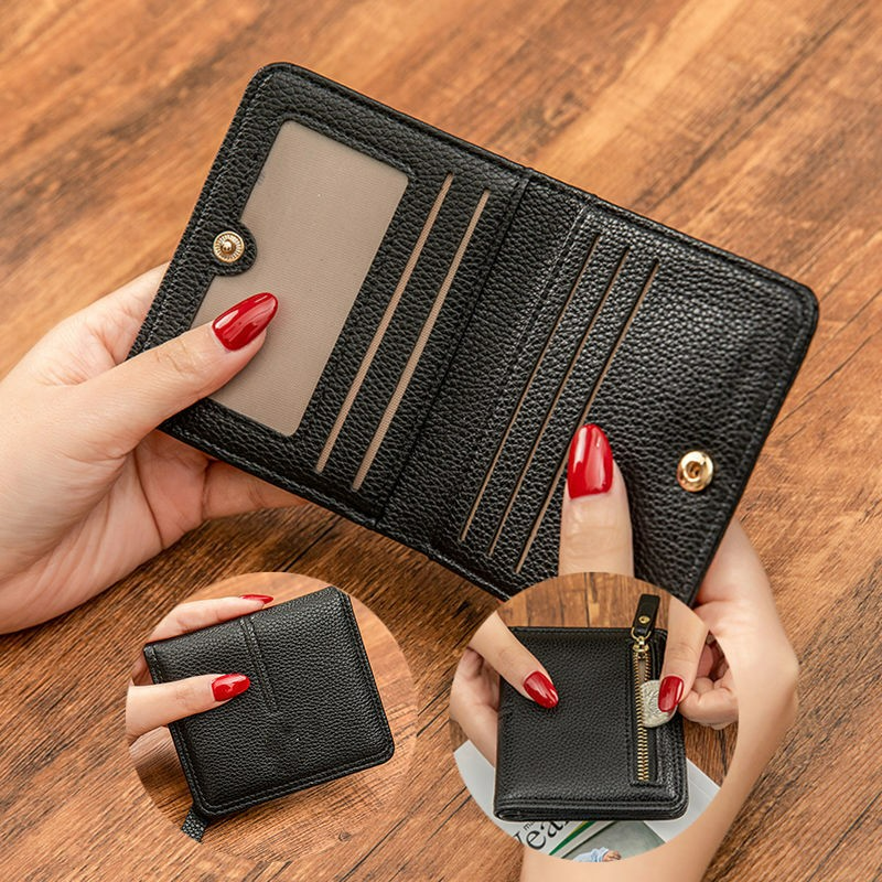 Kompakte Geldbörse aus Leder ⎜ Mini-Portemonnaie mit Ausweisfach und Schutz für Führerschein oder Karten