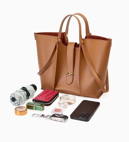 Shopper Tasche für Damen aus Rindsleder ⎜ Elegante Tragetasche mit viel Stauraum für Büro, Alltag und Freizeit