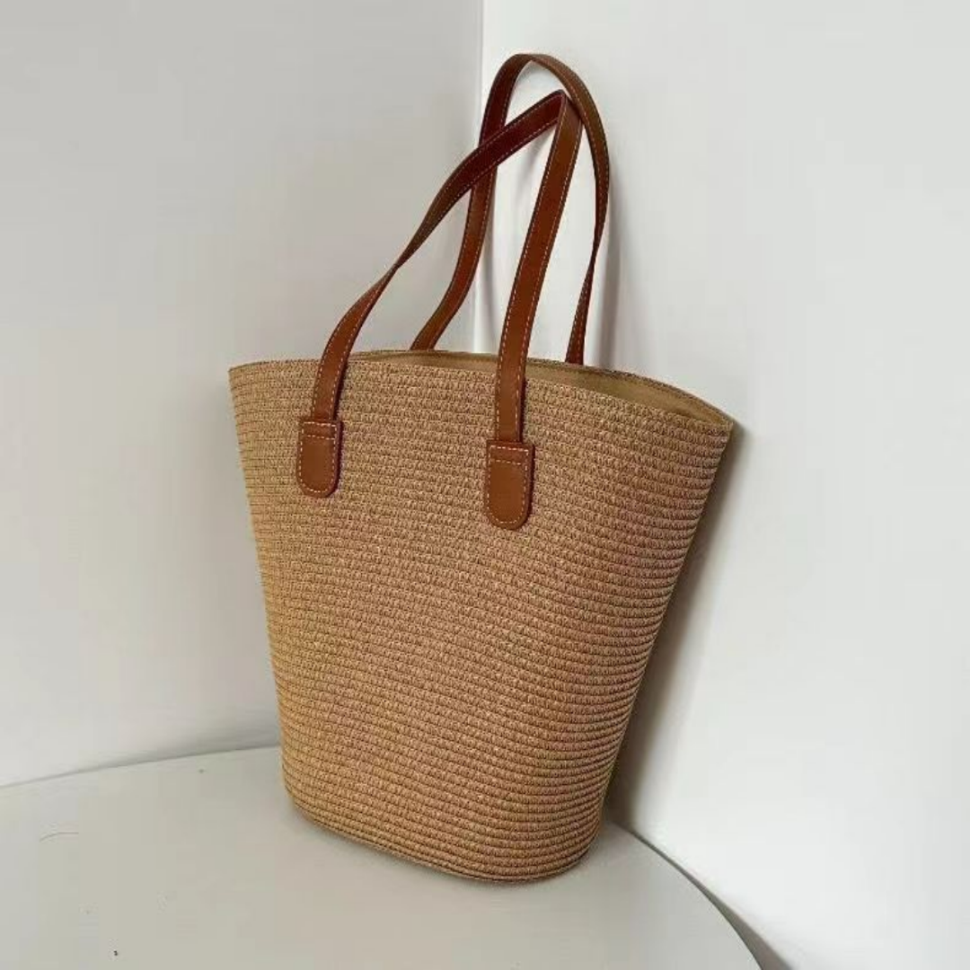 Strandtasche für Damen aus Stroh ⎜ Leichte Sommertasche im Boho-Stil für Alltag, Shopping und Urlaub