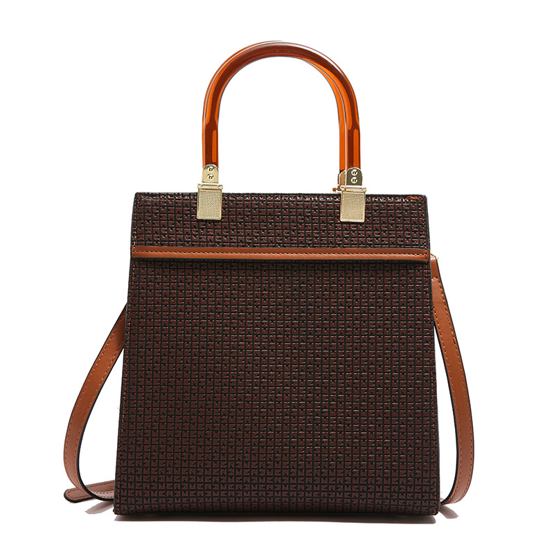 Handtasche für Damen ⎜ Elegante Tragetasche mit Strukturmuster und transparentem Griff für Büro und Alltag