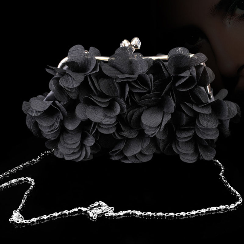 Abendtasche für Damen ⎜ Elegante Clutch mit Blumenapplikationen für besondere Anlässe