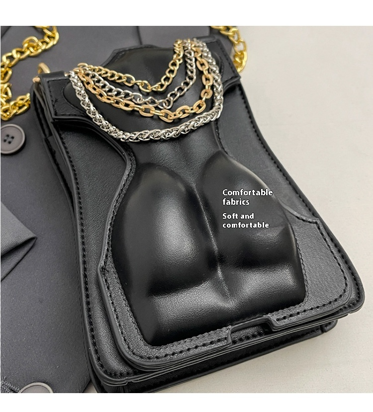 Kleine Schultertasche für Damen ⎜ Modische Handtasche im einzigartigen Design mit Kettenakzent