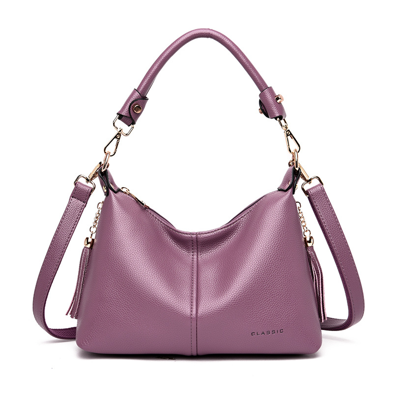 Handtasche für Damen ⎜ Weiche Schultertasche aus Leder mit abnehmbarem Gurt für Alltag und Freizeit