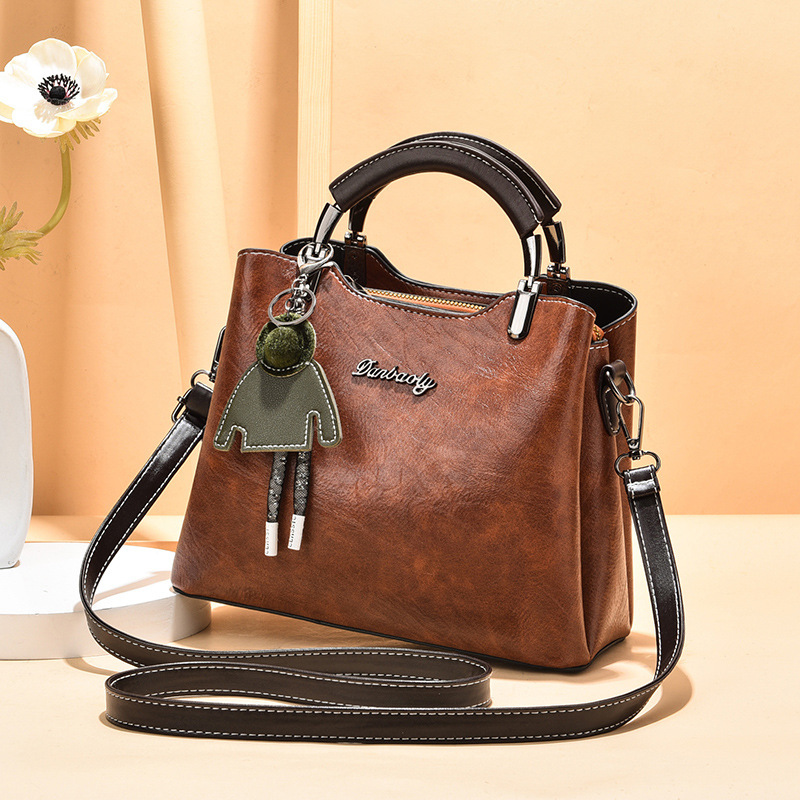 Kleine Handtasche für Damen ⎜ Stilvolles Retro-Design mit abnehmbarem Schlüsselanhänger und Tragegurt