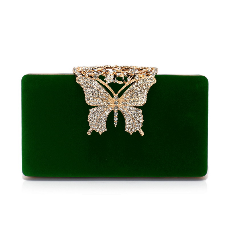 Abend-Clutch mit Schmetterlings-Applikation ⎜ Elegante Tasche aus Samt für festliche Anlässe