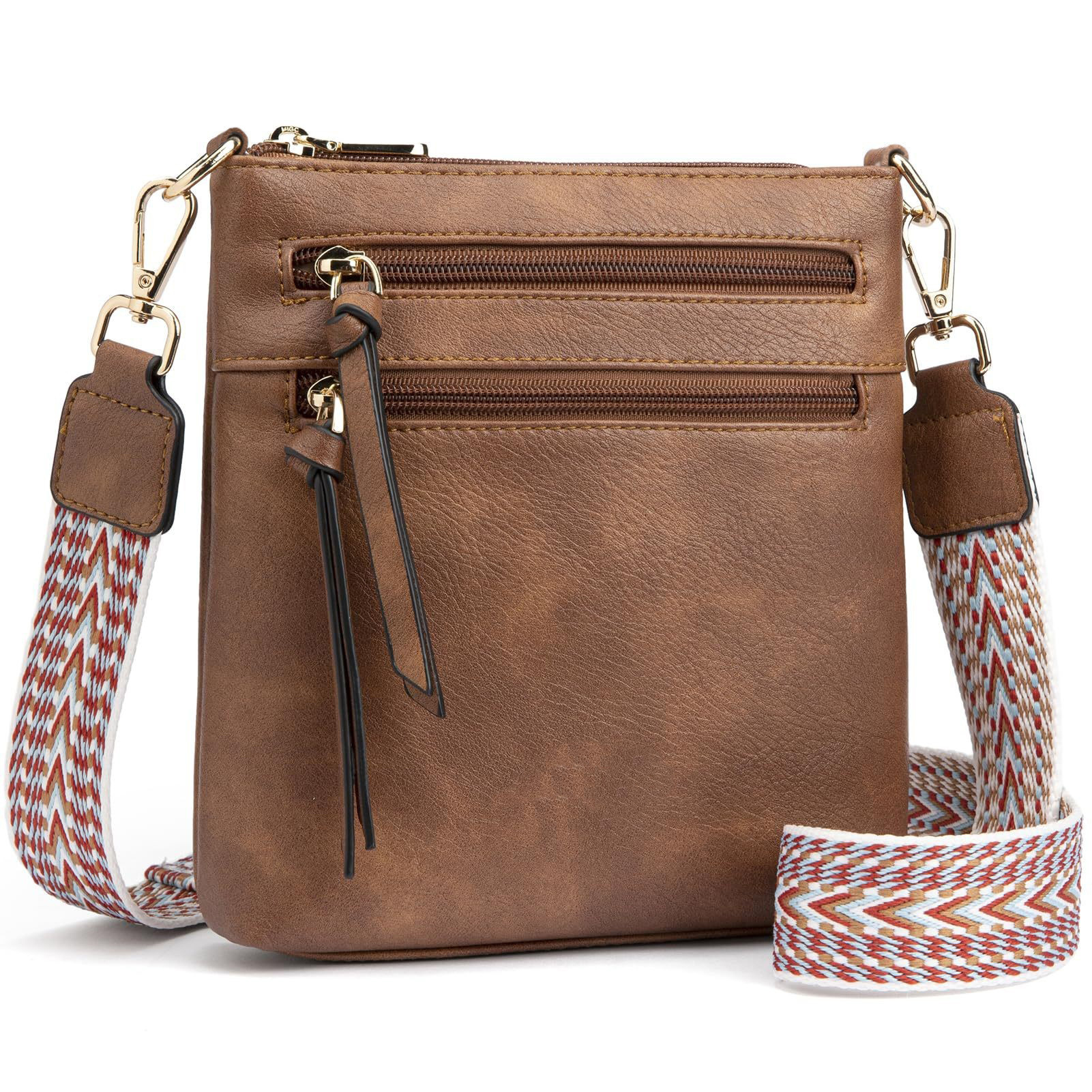 Damen Umhängetasche mit Reißverschluss ⎜ Vertikale Tasche mit mehreren Fächern für Alltag