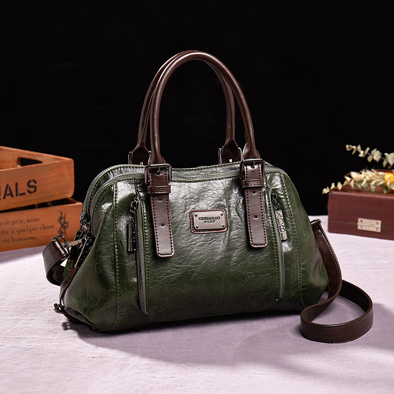 Damen Schultertasche aus Echtleder ⎜ Elegantes Design mit Tragegriff und Umhängefunktion für Alltag und Beruf